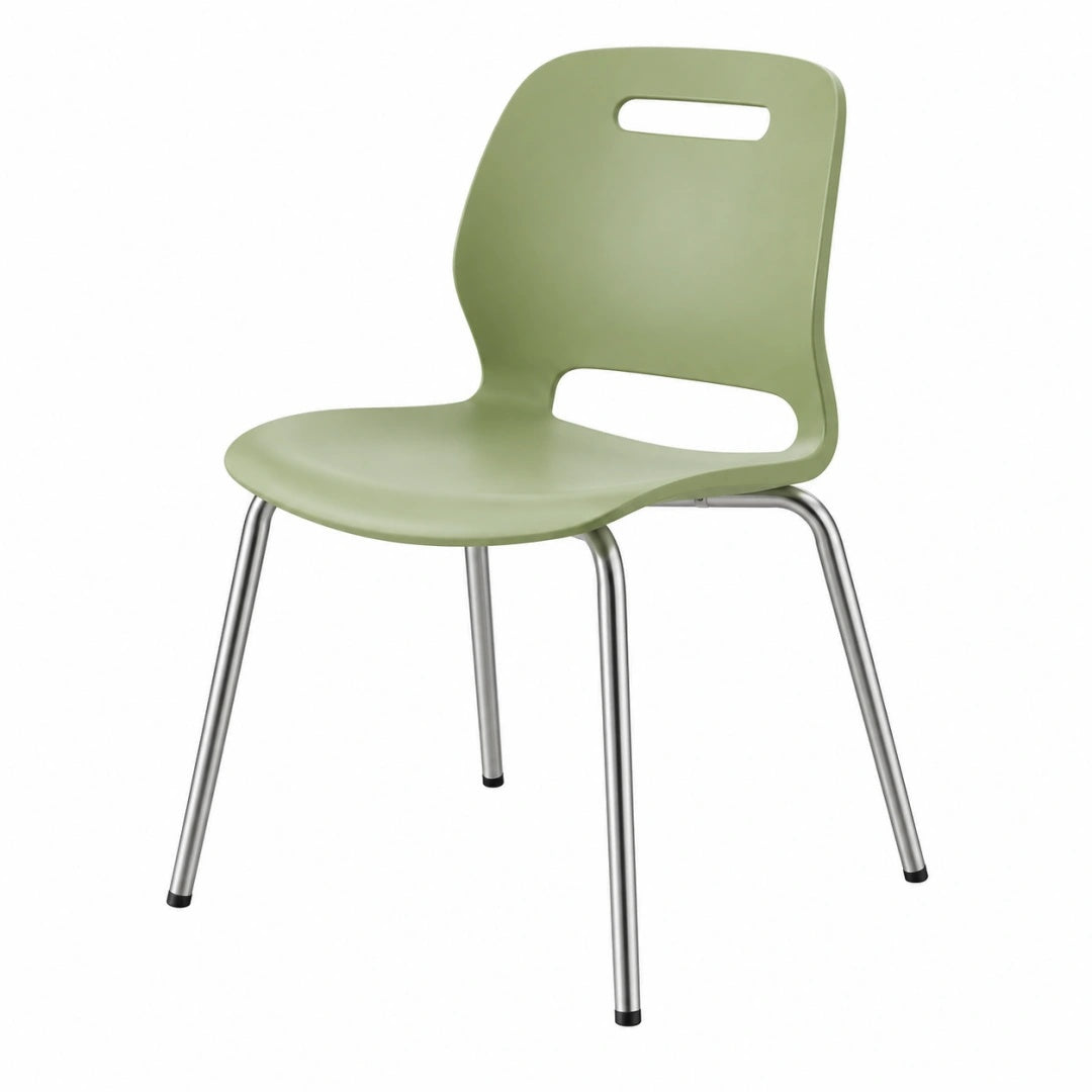 Chaise de salle à manger 50 x 52 x 82 cm en plastique vert avec pieds en acier style moderne