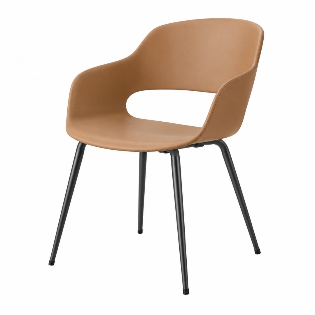 Chaise de salle à manger 58 x 56 x 80 cm en plastique marron avec pieds métalliques