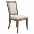 Chaise de salle à manger 48 x 60 x 102 cm en bois et tissu beige style classique clouté