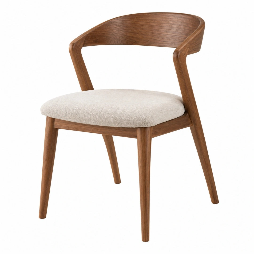 Chaise de salle à manger 55 x 56 x 78 cm en bois marron avec assise en tissu beige