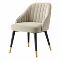 Chaise de salle à manger 60 x 62 x 83 cm en velours beige pieds en métal noir style contemporain