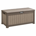 Coffre de rangement 120 x 60 x 63 cm en résine taupe pour extérieur à couvercle
