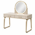 Coiffeuse 120 x 45 x 140 cm en panneaux effet bois beige avec miroir et tiroirs style contemporain