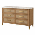 Commode 150 x 45 x 90 cm en bois marron avec plateau aspect marbre style contemporain