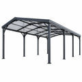 Abri voiture 600 x 300 x 250 cm en acier noir avec toit transparent