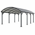 Abri voiture 600 x 300 x 280 cm en métal noir avec toit translucide arqué