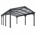 Abri voiture 500 x 300 x 250 cm en acier noir avec toit en polycarbonate résistant aux intempéries