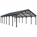Carport 600 x 300 cm en acier noir à toit à deux pans pour véhicule