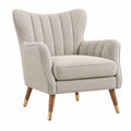 Fauteuil 82 x 86 x 100 cm en tissu beige avec pieds en bois style rétro