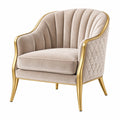 Fauteuil 80 x 76 x 86 cm en velours beige avec structure dorée style glamour