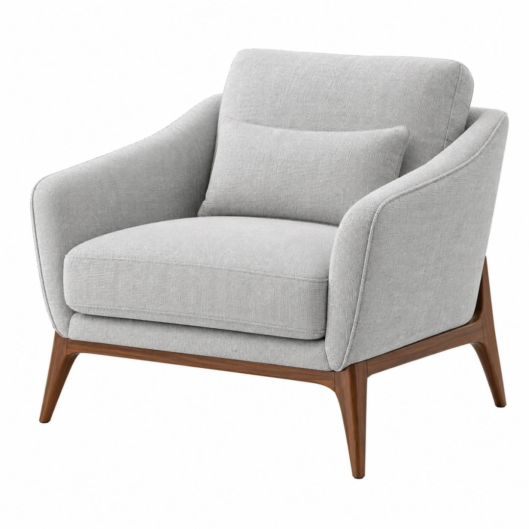 Fauteuil 82 x 80 x 85 cm en tissu gris avec structure en bois style contemporain