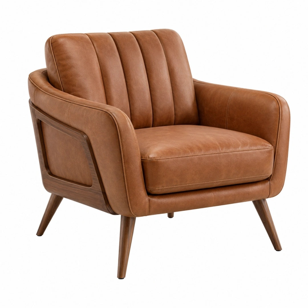 Fauteuil 82 x 78 x 88 cm aspect cuir marron style moderne