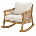 Fauteuil à bascule 70 x 90 x 90 cm en bois naturel et textile écru style bohème