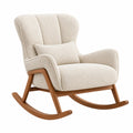 Fauteuil à bascule 70 x 95 x 100 cm en tissu bouclette beige et bois style scandinave