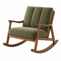 Fauteuil à bascule 70 x 100 x 98 cm en bois et tissu vert olive style scandinave