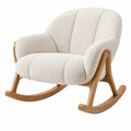 Fauteuil à bascule 96 x 76 x 98 cm en tissu bouclette écru et bois naturel style contemporain